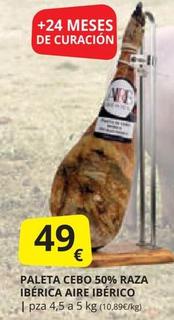 Oferta de Paleta ibérica de cebo por 49€ en Supermercados MAS