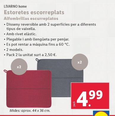 Oferta de Livarno Home - Alfombrillas Escurreplatos por 4,99€ en Lidl