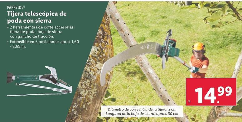 Oferta de Parkside - Tijera Telescopica De Poda Con Sierra por 14,99€ en Lidl