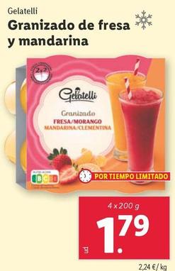 Oferta de Gelatelli - Granizado De Fresa Y Mandarina por 1,79€ en Lidl