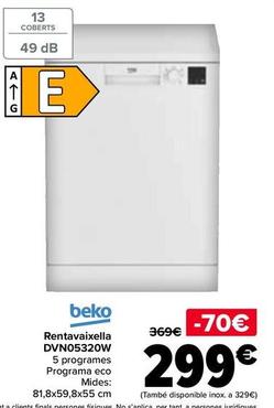 Oferta de Beko - Lavavajillas DVN05320W por 299€ en Carrefour