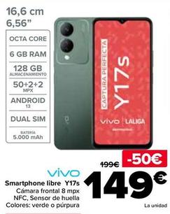 Oferta de Vivó - Smartphone libre Y17s por 149€ en Carrefour