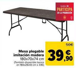 Oferta de Mesa plegable imitación madera por 39,9€ en Carrefour