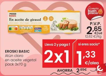 Oferta de Eroski - Atun Claro En Aceite Vegetal por 2,65€ en Eroski