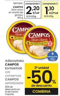 Oferta de Campos - Atún Claro En Aceite De Girasol por 2,2€ en Eroski