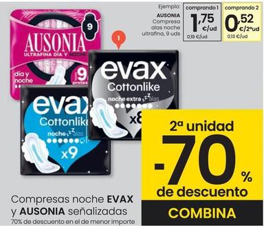 Oferta de Ausonia - Compresa Alas Noche Ultrafina por 1,75€ en Eroski