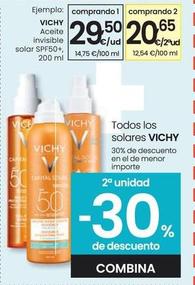 Oferta de Vichy - Aceite Invisible Solar Spf50+ por 29,5€ en Eroski