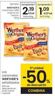 Oferta de Werther's - Caramelo Toffé Original Sin Azúcar por 2,19€ en Eroski