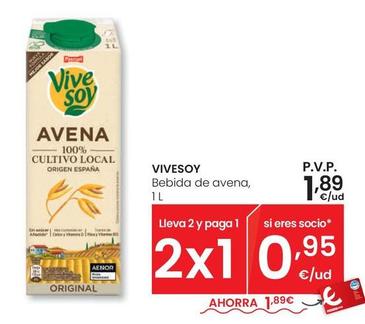 Oferta de Vivesoy - Bebida De Avena por 1,89€ en Eroski
