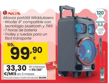 Oferta de NGS - Altavoz Portátil Wilddubzero por 99,9€ en Eroski