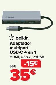 Oferta de Belkin - Adaptador Multipuerto Usb-c 4 En 1 por 35€ en Carrefour