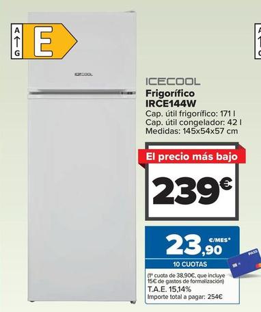 Oferta de Icecool - Frigorifico IRCE144W por 239€ en Carrefour