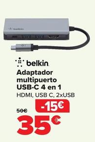 Oferta de Belkin - Adaptador Multipuerto Usb-c 4 En 1 por 35€ en Carrefour