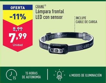 Oferta de Crane - Lámpara Frontal Led Con Sensor por 7,99€ en ALDI