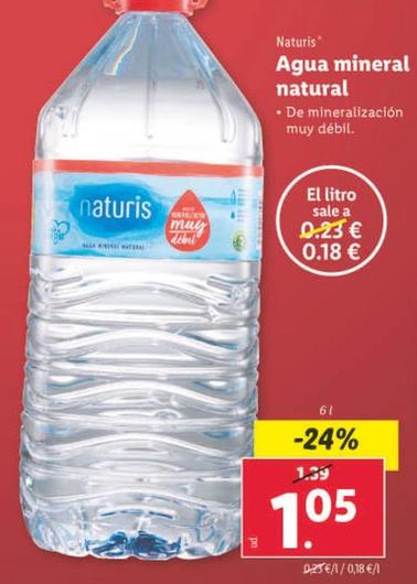 Oferta de Naturis - Agua Mineral Natural por 1,05€ en Lidl