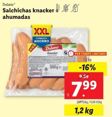 Oferta de Dulano - Salchichas Knacker Ahumadas por 7,99€ en Lidl