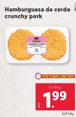 Oferta de Hamburguesa De Cerdo Crunchy Pork por 1,99€ en Lidl