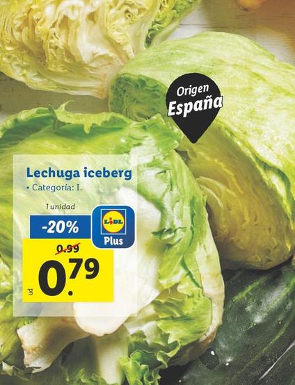 Oferta de Lechuga Iecberg por 0,79€ en Lidl