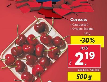 Oferta de Cerezas por 2,19€ en Lidl
