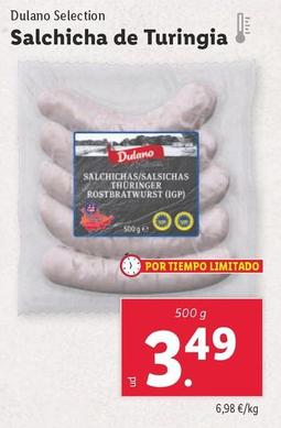 Oferta de Dulano Selection - Salchicha De Turingia por 3,49€ en Lidl