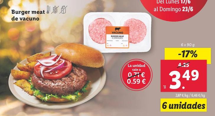 Oferta de Burger Meat De Vacuno por 3,49€ en Lidl