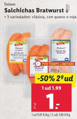 Oferta de Dulano - Salchichas Bratwurst por 1,99€ en Lidl
