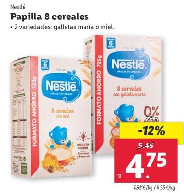 Oferta de Nestlé - Papilla 8 Cereales por 4,75€ en Lidl