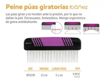 Oferta de Peine Púas Giratorias Ibañez por 9,99€ en Setter Bakio