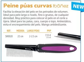 Oferta de Peine Púas Curvas Ibañez por 7,15€ en Setter Bakio