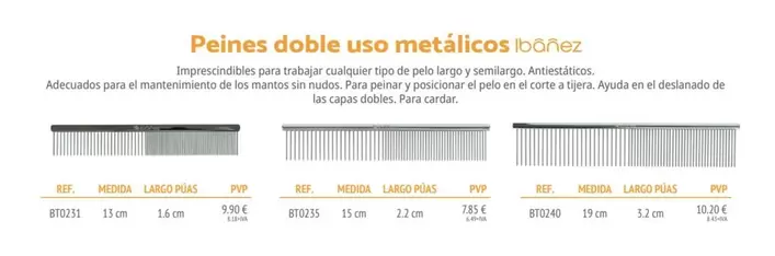 Oferta de Peines Doble Uso Metalicos Ibonez por 9,99€ en Setter Bakio