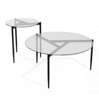 Oferta de Set de dos mesas auxiliares FEVER cristal transparente y pies metálicos... por 94€ en Kiona