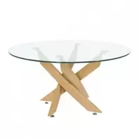 Oferta de Mesa de centro redonda DALILA WOOD cristal templado y base metálica color... por 109€ en Kiona