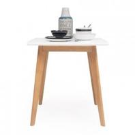 Oferta de Mesa de comedor fija MELAKA sobre lacado blanco y patas de madera de roble... por 119€ en Kiona