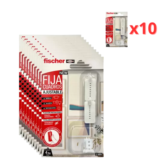 Oferta de Pack de 10 Fischer 559043 Fijacuadros ajustable para cuadros (20 Unidades) Embalaje Deteriorado por 3,99€ en Outlet PC