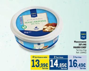 Oferta de Makro Chef - Mascarpone 35% Mg por 16,49€ en Makro