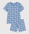 Oferta de Pijama corto infantil de algodón con estampado de ballena por 27€ en Petit Bateau