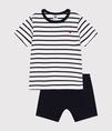 Oferta de Pijama corto marinera de niño de algodón por 27€ en Petit Bateau