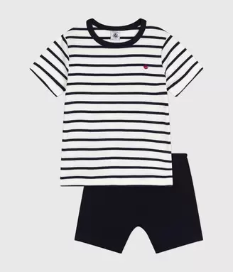 Oferta de Pijama corto marinera de niño de algodón por 29€ en Petit Bateau