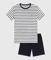 Oferta de Pijama corto de rayas marineras de canalé unisex por 40€ en Petit Bateau