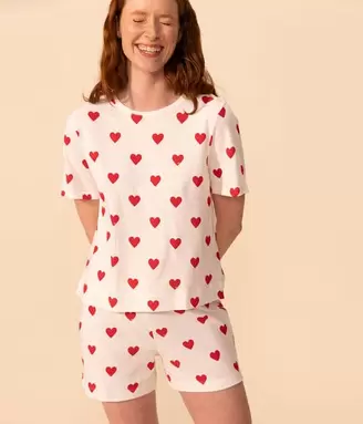 Oferta de Pijama corto de algodón con corazón para mujer por 60€ en Petit Bateau