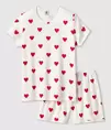 Oferta de Pijama corto de algodón de niña con corazones por 40€ en Petit Bateau