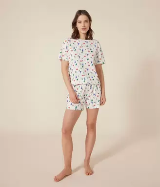 Oferta de Pijama con pantalón corto y camiseta de algodón con motivo de París para mujer por 60€ en Petit Bateau