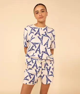 Oferta de Pijama corto de algodón París para mujer por 60€ en Petit Bateau