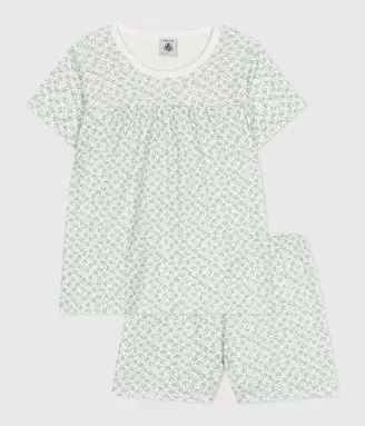 Oferta de Pijama infantil corto de algodón con estampado de flores por 29€ en Petit Bateau