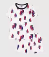 Oferta de Pijama corto infantil de algodón con estampado de barcos por 29€ en Petit Bateau