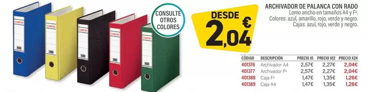 Oferta de Carlin - Archivador De Palanca Con Rudo por 2,04€ en Carlin