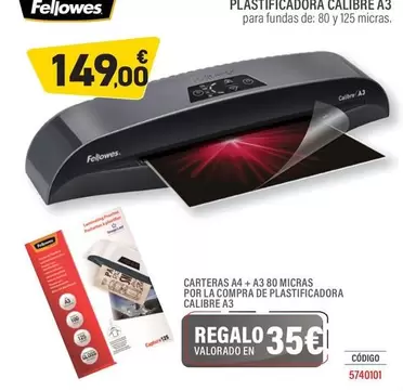 Oferta de Fellowes - Pestificadora Calibre A3 por 149€ en Carlin