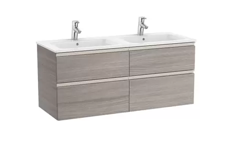 Oferta de Unik - mueble base de cuatro cajones y lavabo doble por 1110,78€ en Roca