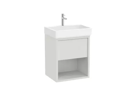 Oferta de Unik - mueble base de un cajón, estante abierto en la parte inferior y lavabo con un orificio para grifería por 828,85€ en Roca