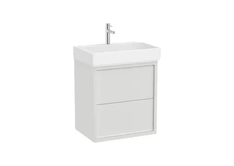 Oferta de Unik - mueble base de dos cajones y lavabo con orificio para grifería por 877,25€ en Roca